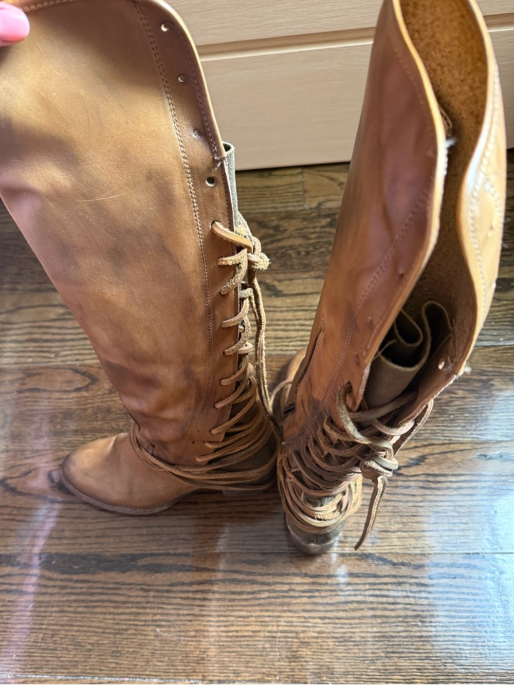 Freebird by Steven Tan Lace-Up Knee-High Leather Boots